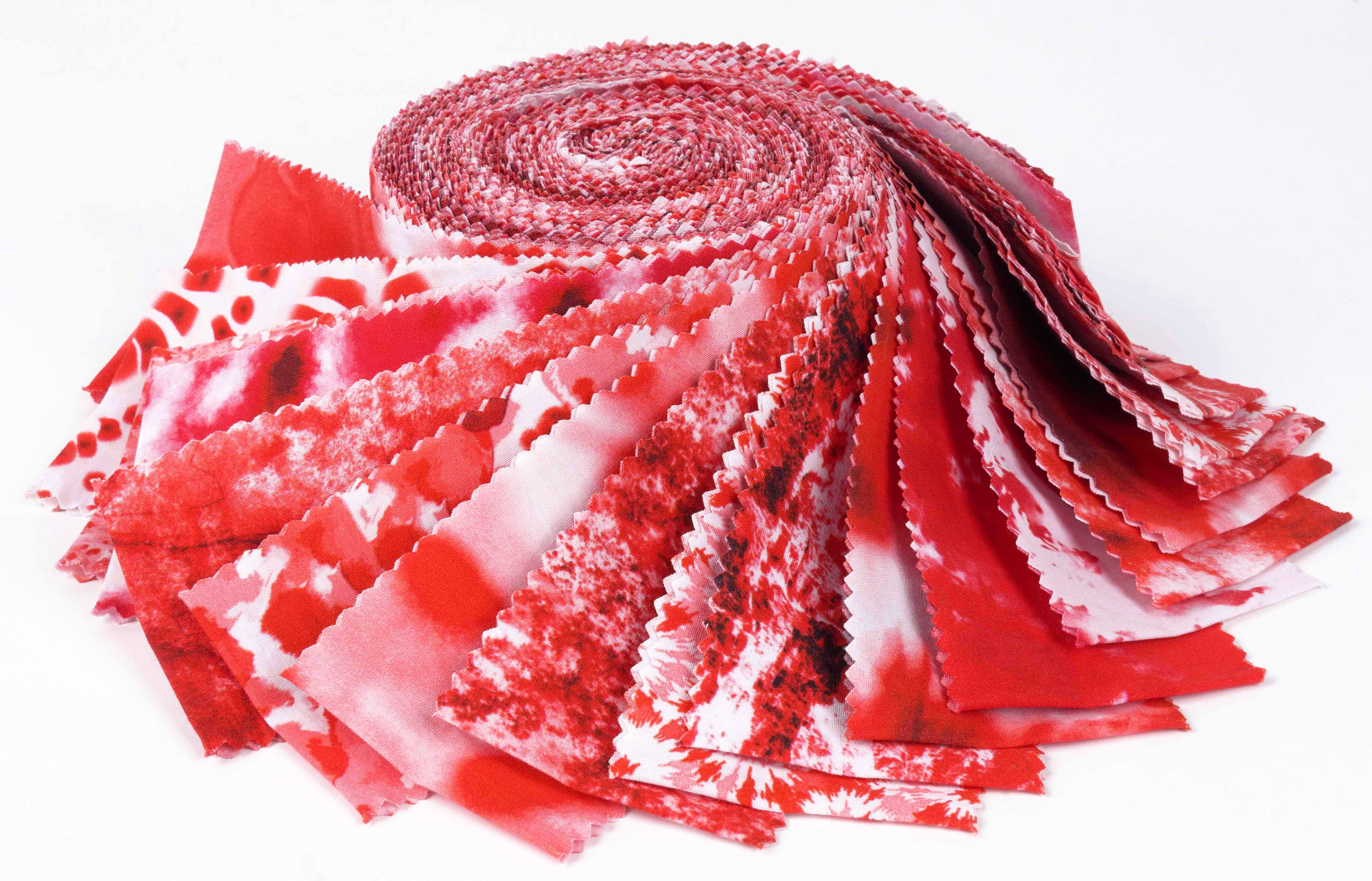 Soimoi 40Pcs Tie Dye Print Cotton Precut Fabrics For Quilting Craft Strips 2.5x42inches Jelly Roll - Red