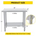thumbnail image 2 of Table en Acier Inoxydable Table de Préparation Commerciale avec Dosseret, Table de Travail Robuste avec Tablette Inférieure Réglable pour Restaurant, Maison et Hôtel, 2 of 7