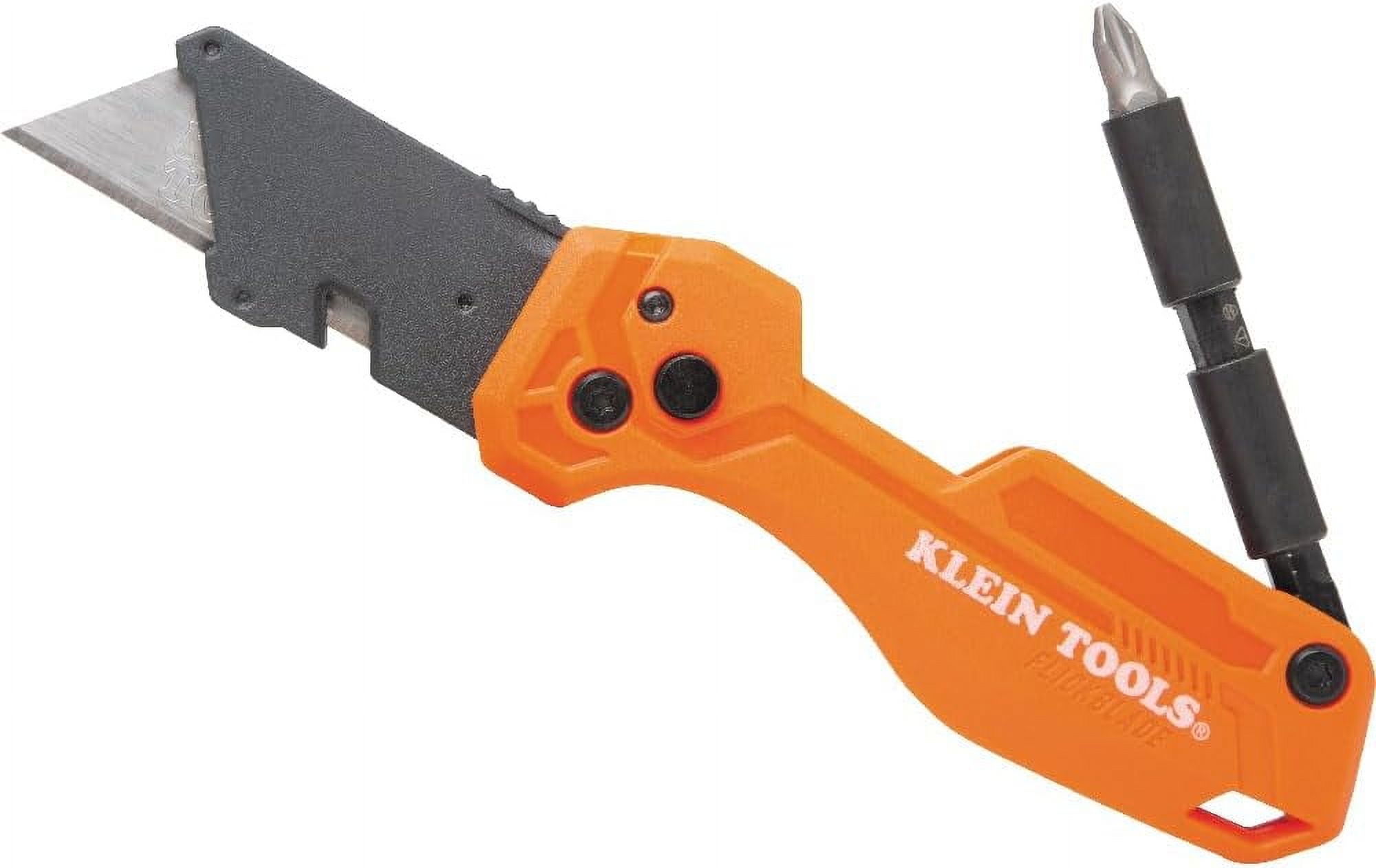 44304 Folding FLICKBLADE Utility Knife, Compact, Removable Impact Driver, 1/4-Ih Nut Driver and #2 Phillips Bit