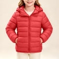 thumbnail image 3 of ITSAME Girls Hooded Quilted Puffer Jacket Long Sleeve Full Zip Winter Warm Thick Coat with Pockets Red Size 10, 3 of 10