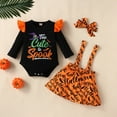 thumbnail image 2 of KONDYS Baby Girls Outfits Sets Halloween Theme Long Sleeve Romper Dress 3 Piece Set Casual Party Wear For 1-12 Months Comfortable Elastic Waist Breathable Soft Baby Set Outfits 3-6 Months, 2 of 8