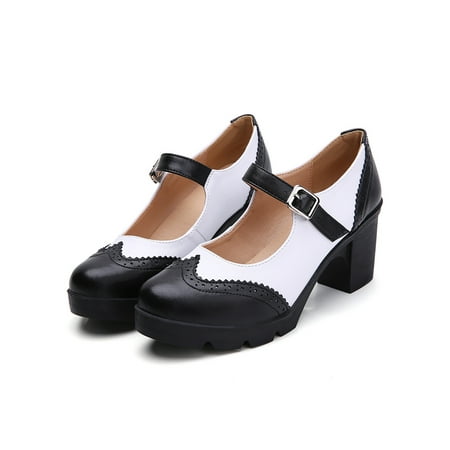 

UKAP Lolita Japanese Maid Cosplay Shoes Low Flat Heel School Uniform Patent Leather