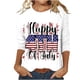 thumbnail image 2 of Fiudx Liquidación de Ahorros de Verano Blusa Holgada Estampada con Cuello Redondo Retro de Manga Corta a La Moda para Mujer, Manga Tres Cuartos, 2 of 4