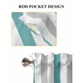thumbnail image 7 of Teal Grey Stripe Half Window Curtains 24 Inches Long, Modern Farmhouse Vertical Striped Window Treatment Curtain Drapes, Short Curtains Tiers for Kitchen Over Sink, 27.5"x24", 2 Panels, 7 of 7