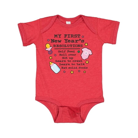 

Inktastic My First New Years Resolutions with Baby Clip Art and Stars Gift Baby Girl Bodysuit