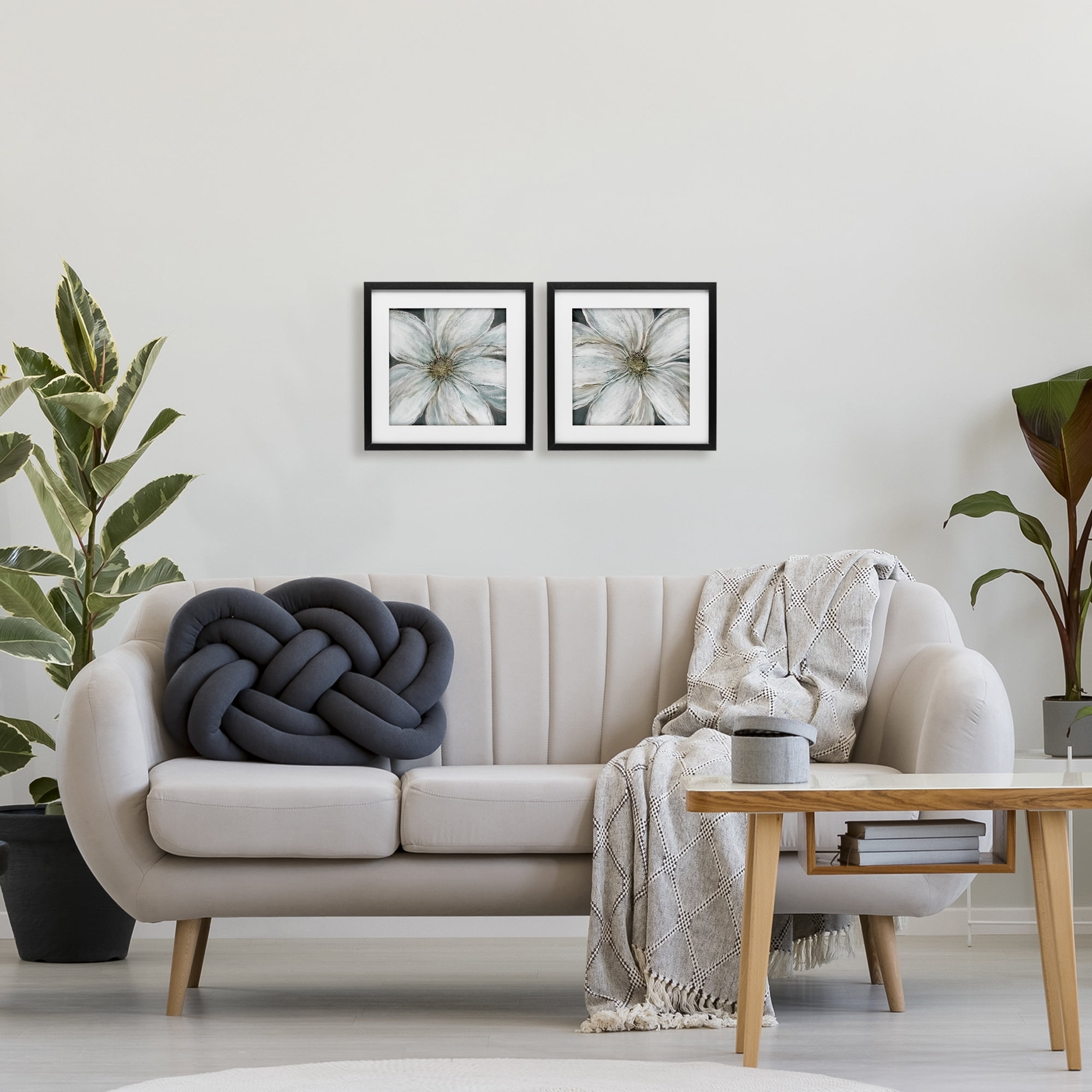 Stupell Industries Soft White Blossoms Closeup 2 Piece Black Framed Print Under Glass Set, design by Carol Robinson