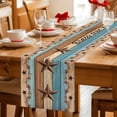 thumbnail image 5 of Western Texas Star Retro Table Runner - 70 Inch Long Country Farmhouse Light Blue Brown Wooden Cotton and Linen Blended Dress Scarves Farmhouse Table Runner for Kitchen Dining, Coffee Table, 13"x70", 5 of 8