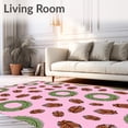 thumbnail image 2 of ODIKA 8'x10' Machine Washable Non-Slip Area Rug, Seasonal Pinecone Cluster Wreath Holiday Tree Foundation High Traffic Rug, Pink, 741239, 2 of 7