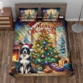 thumbnail image 2 of Merry Christmas Border Collie Santa Hat Xmas Tree Winter Holiday Quilt Bedding Set Borders Dog Lovers Gifts Idea 1 Blanket Bed Cover 2 Pillowcases - 01013, 2 of 5
