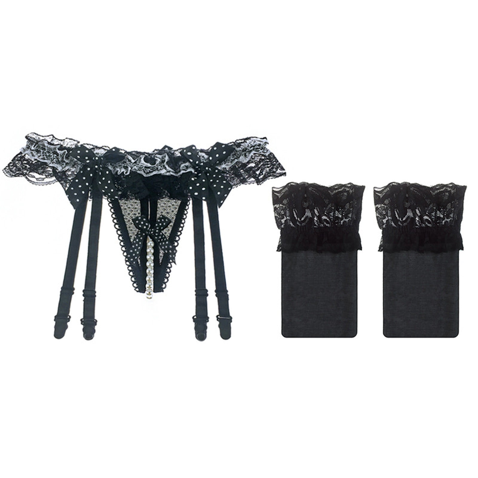 Women's Lace Garter Belt Metal Clips Suspender Belt and Stockings -  Walmart.com