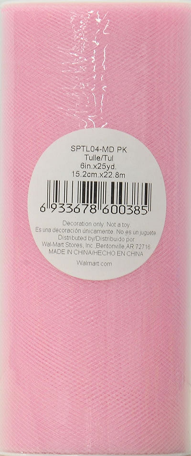 (3 pack) Fuzhou 6inch 25Yd Medium Pink Sparkle Tulle Fabric Spool,100% Polyester by the Bolt