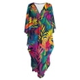 thumbnail image 6 of XYZCANDO Tropical Leaf Kaftan Dresses for Women V Neck Beach Cover Ups Caftan Beach Dresses for Swimwear Plus Size Lounge Maxi Dress Swimsuit Coverup Hawaiian Robe Summer Casual Dress, 6 of 7