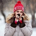 thumbnail image 2 of Winter Gloves for Women Thickened Velvet Knit Pattern Cute Warm Casual Mittens Christmas Gloves, 2 of 5
