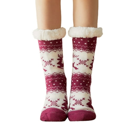 

SUNSIOM Women Thermal Christmas Non-Skid Slipper Socks Soft and Fuzzy