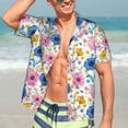 thumbnail image 4 of Uemuo Rose Flowers Printed Regular Fit Short Sleeve Casual Hawaiian Shirt for Men,Aloha shirt,Tropical shirt,Floral print shirt,Vacation Beach shirt-Large, 4 of 9