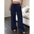 thumbnail image 4 of Women'S Palazzo Pants Summer High Waisted Wide Leg Drawstring Flowy Beach Trousers with Pockets, 4 of 7