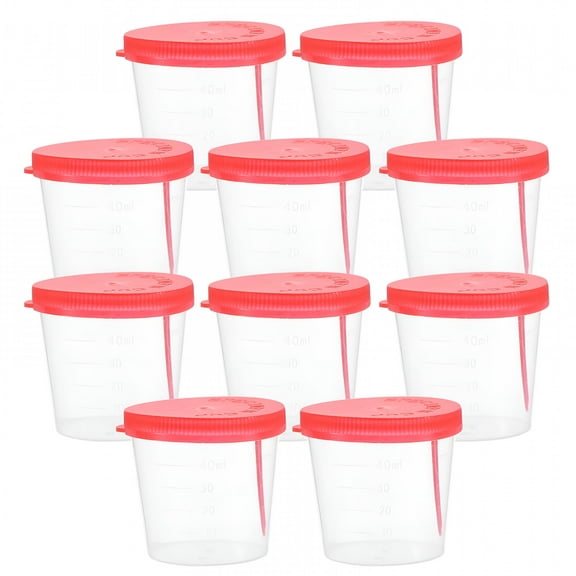 QARUN 10Pcs Plastic Urine Specimen Cups with Lid for Testing and Pregnancy