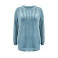 thumbnail image 4 of ManxiVoo Women's Lightweight Sweater Long Sleeve Crewneck Pullover with Pocket in Ribbed Knit Design XXL Size Light Blue, 4 of 5