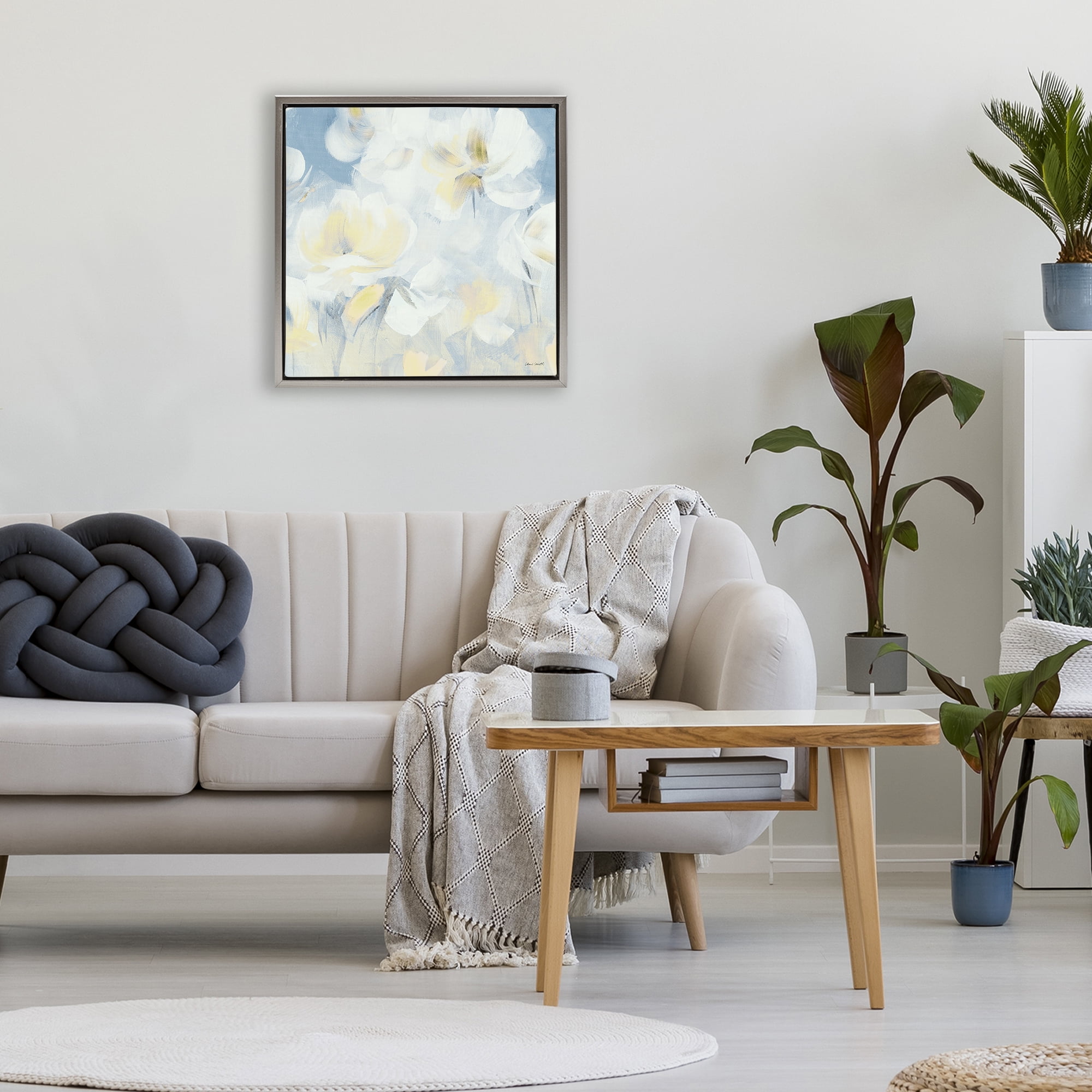Stupell Industries Soft & Gentle Flower Field Gray Framed Floater Canvas Wall Art, design by Lanie Loreth