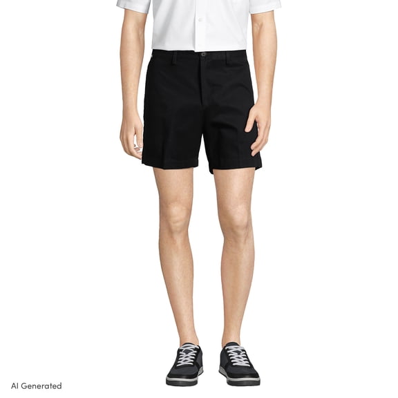 Lands' End Men's No Iron 6" Comfort Waist Plain Front Chino Short