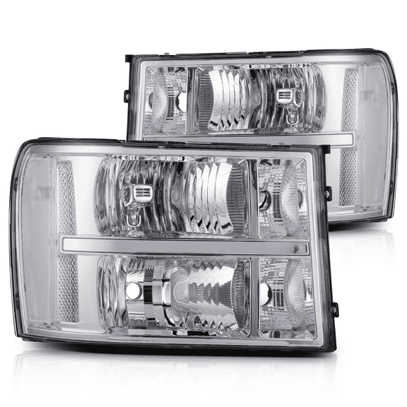 Magshion Headlamps Assembly Headlamps Replacement for 2007-2014 GMC Sierra Truck, Chrome Housing Clear Lens Clear Corner