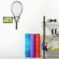 thumbnail image 5 of MyGift Wall Mounted Black Metal Tennis Racket Holder with Ball Storage Basket, 5 of 6