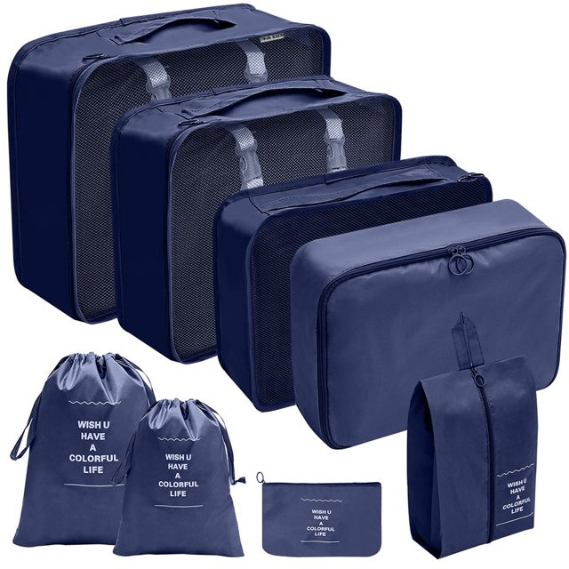 Juego organizador de viaje de 8 piezas: ¡cubos de embalaje para un viaje eficiente! Bolsa ordenada para zapatos