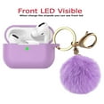 thumbnail image 7 of For Airpods Pro Silicone Case, Airpods Pro Case With Fur Ball, Njjex Cute AirPods Silicon Case with Airpods Pro Accessories Gold Keychain/Skin/Pompom (Front LED Visible) -Purple, 7 of 7