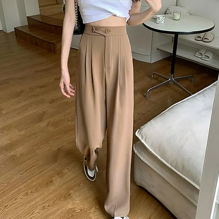 Rinsvye High Waist Cover Belly Look Thin Loose Casual High Waist Large Size  Straight Loose Casual Suit Pants Plus Size Trousers Plus Size Pant For  Women Women Plus Size Bottoms Dress Pants