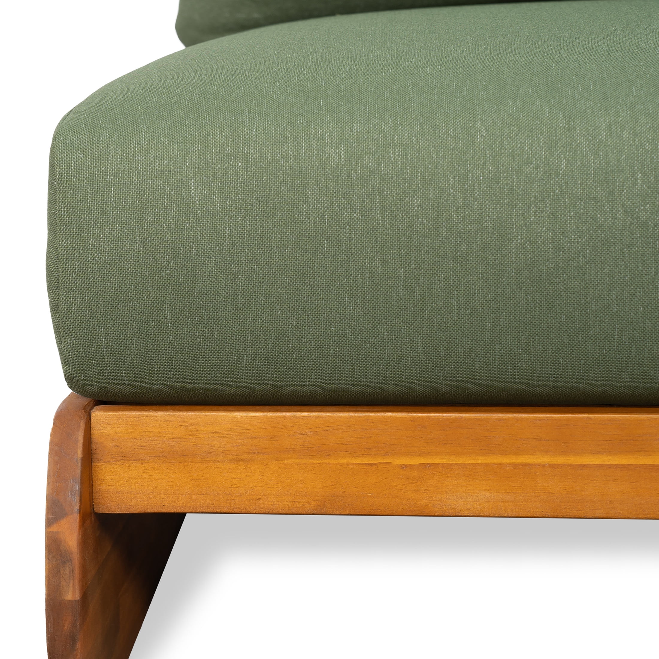 Christopher Knight Home Mid-Century Modern Outdoor Low Lounge Chair with Cushions, Solid Wood Frame, Green