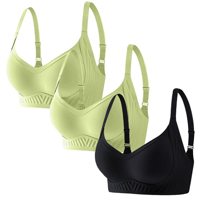 ManxiVoo Adjustable Strap Comfort Bra Deep V Plunge Design Wireless Support for Full Figure Side Coverage Comfort Wear M Size Blackish Green