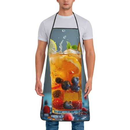

Gaeub Refreshing Fruit Infused Drinks Print Apron for Men and Women Waterproof Apron for Cooking Dishwashing Lab Butcher Dog Grooming