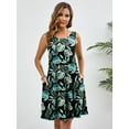 thumbnail image 5 of Chiclily Summer Sleeveless Dress Casual Beach Cover up Tank Sundress with Pockets, Rainforest L, 5 of 6