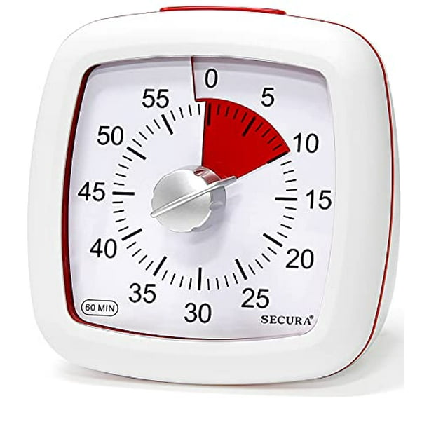 Secura 60Minute Visual Timer, Silent Study Timer for Kids and Adults