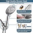 thumbnail image 5 of BRIGHT SHOWERS 9 Spray Settings Handheld Shower Head Set High Pressure Brushed Nickel Hand Held Showerhead with 60 Inch Flexible Shower Hose and Adjustable Shower Arm Mount Bracket, 5 of 8
