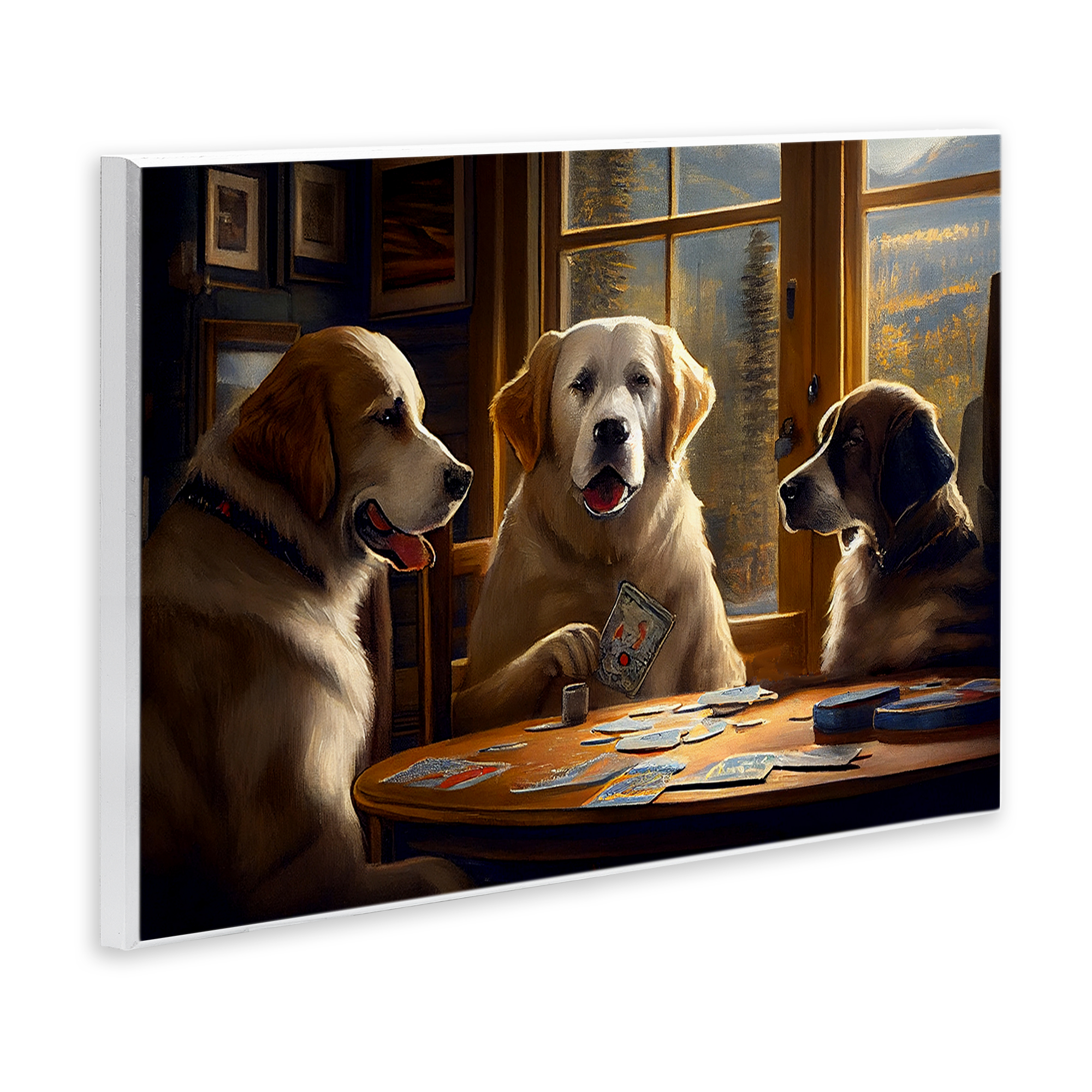 Stupell Industries Dogs Playing Card Game Entertainment Painting Unframed Art Print Wall Art, 19 x 13