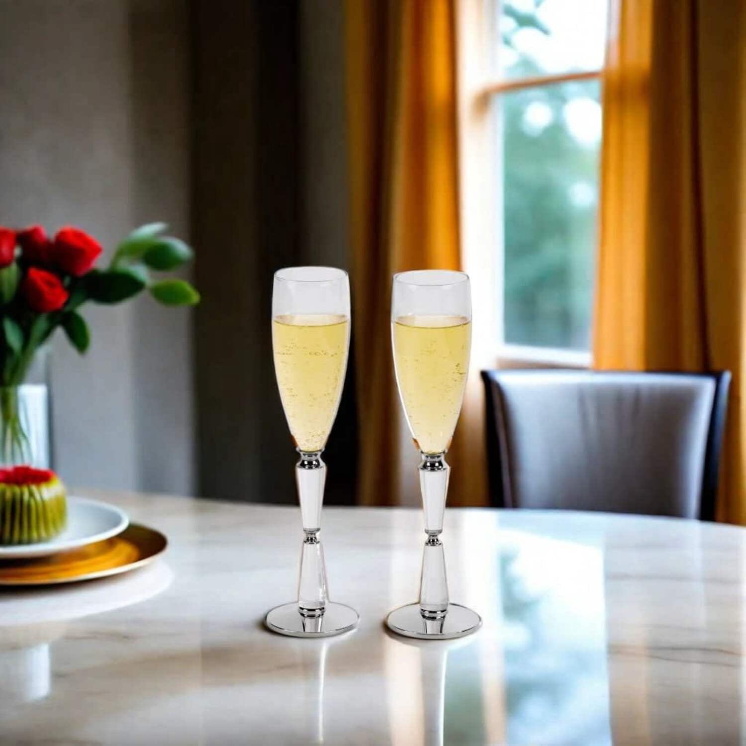 Contemporary Home Living 10.25" Facet Toasting Flutes