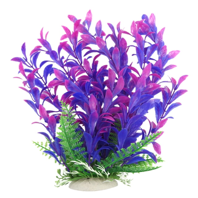 Acuario tanque Acuático plástico planta Hierba Paisaje decoración Púrpura 22cm Unique Bargains