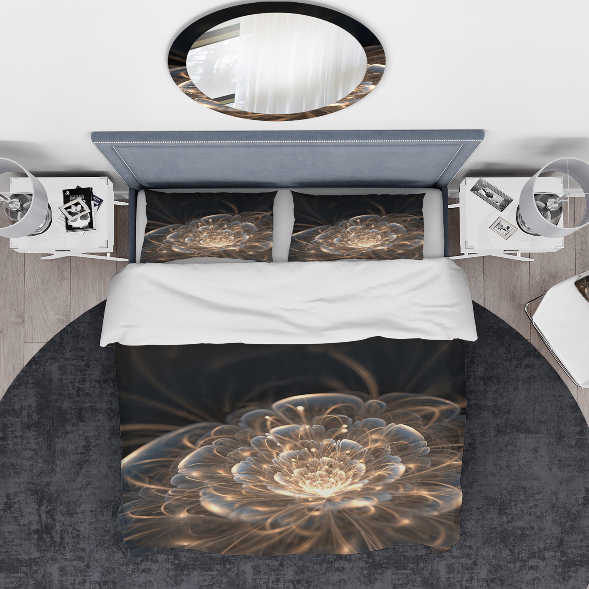 Designart 'Fractal Flower with Golden Rays' Traditional Duvet Cover Set