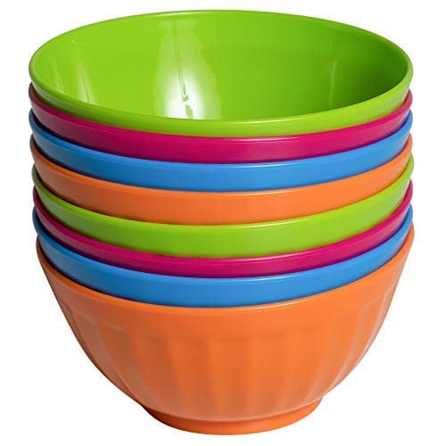 Details about    Plastic Bowls Set of 8-28 ounce Large Plastic Cereal Bowls Microwave 6 Inch 