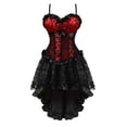 thumbnail image 1 of Grebrafan Bustiers Corsets à Pois avec Jupe Steampunk Femmes 2TG Rouge, 1 of 4