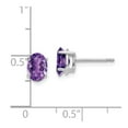thumbnail image 3 of Real 14kt White Gold 7x5mm Oval Amethyst Earrings; for Adults and Teens; for Women and Men, 3 of 3