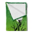 thumbnail image 2 of Halloween Soft Flannel Fleece Throw Blanket, Witches Dancing Flying at October Western Horror Image Illustration, Cozy Plush for Indoor and Outdoor Use, 50" x 70", Black Green, by Ambesonne, 2 of 5