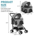 thumbnail image 5 of CL.HPAHKL 3 in 1 Dog Stroller For Medium Small Dogs Cats, 4 Wheels Folding Cat Stroller Pet Stroller with Removable Carrier, Portable Dog Cat Cage Jogger Stroller with Storage Lightweight for Travel, 5 of 7