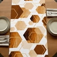 thumbnail image 5 of Orange Marble 70 Inch Table Runner, Gold White Geometric Hexagon Modern Farmhouse Dresser Scarf Cotton & Linen Tablerunner for Dining/Kitchen Island/Holiday Party Décor 13" x 70", 5 of 9