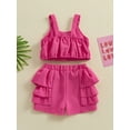thumbnail image 4 of Caoirhny 2Pcs Baby Girl Summer Outfits Sleeveless Ruffle Tank Tops + Shorts Set Toddler Clothes, 4 of 8