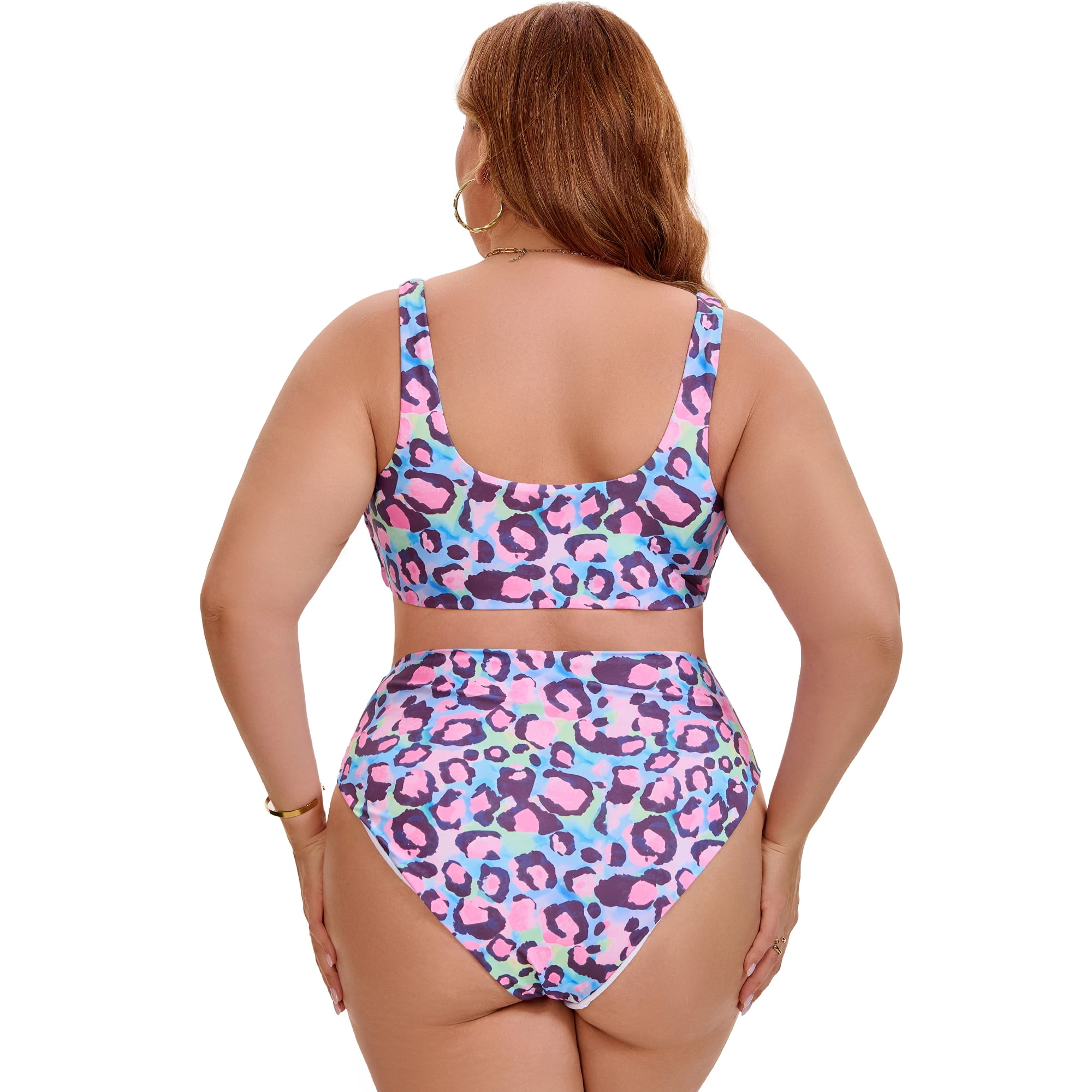 DARING DIVA Women's Plus Bikini High Waisted 2 Piece Bathing Suits 4X Purple Pink