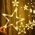 thumbnail image 3 of LINLIN Solar Star Curtain Lights,Waterproof 138LED Twinkle Star Icicle Window Curtain Solar Window Fairy Lights 8 Modes Icicle String Lights for Christmas Wedding Party Home Decorations, 3 of 9