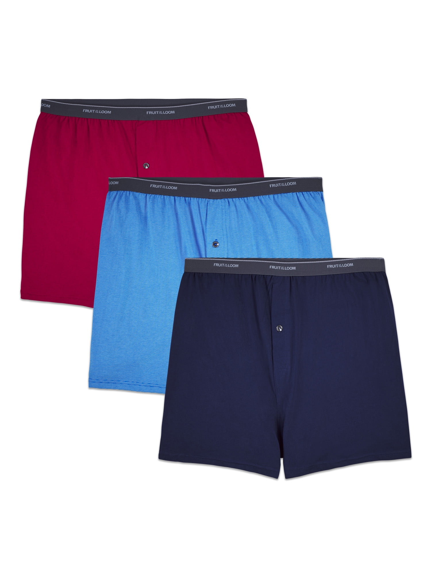 Mens Plus Size loose fit Button Fly 3 Pack Jersey Boxer Shorts Underwear  Size 