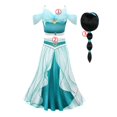 thumbnail image 1 of Disney Jasmine Dress Aladdin Princess Magic Lamp Girls Birthday Party Cosplay Costume Top+Pant+Headband Carnival Clothes Vestido5-6T(Size130) Gao Jinjia LED, 1 of 2